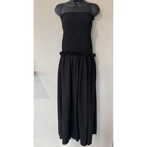 Commense Strapless Smocked Ruffle Black Long Dress Size XL